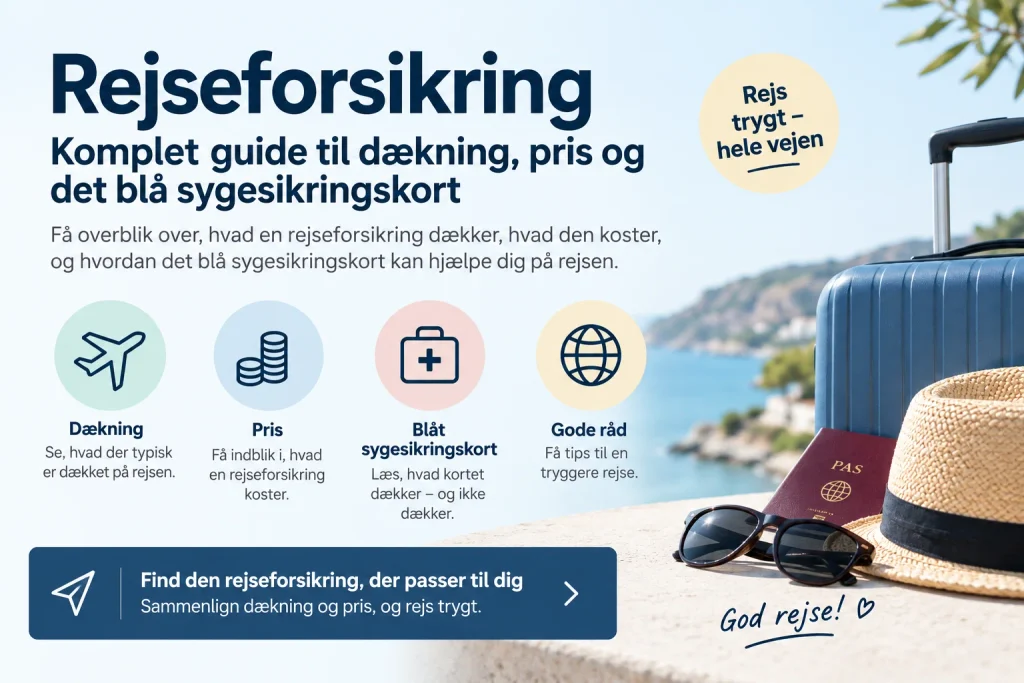 Rejseforsikring – komplet guide til dækning, pris og det blå sygesikringskort